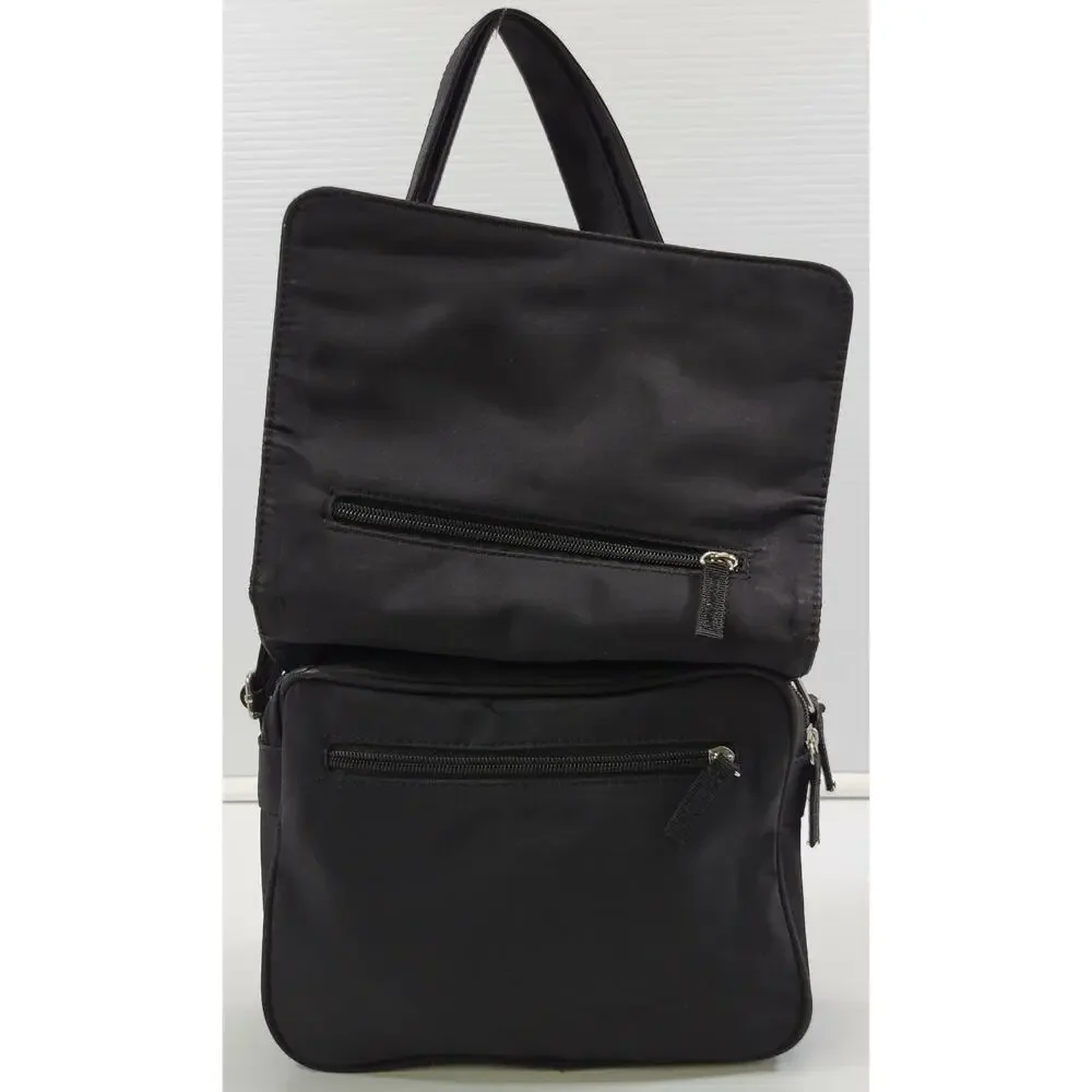 Black Shoulder Strap Travel Bag Flip Lid ID Money Holder Luggage